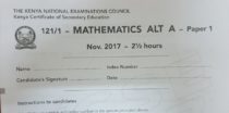 Mathematics Paper 1 Alt A 2017 KCSE past paper