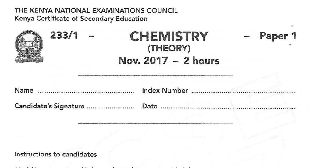 2017 chemistry paper past paper with answers and marking schemes for 2018 candidates revision