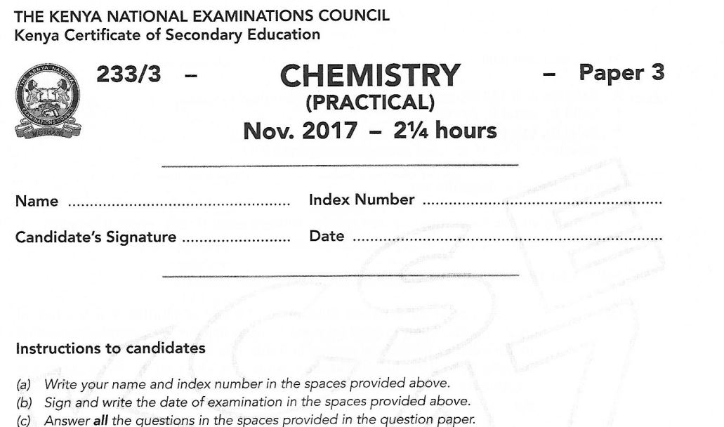 chemistry paper 3 past paper with answers and marking schemes for 2018 candidates revision