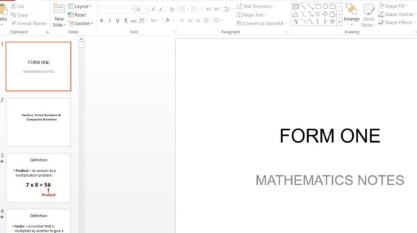 Download Form 1 Mathematics Class Notes ppt (Secondary Schools in Kenya)
