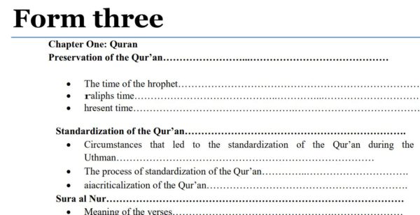 Download Form 3 Islamic Religious Education (IRE) Notes pdf, Kenya