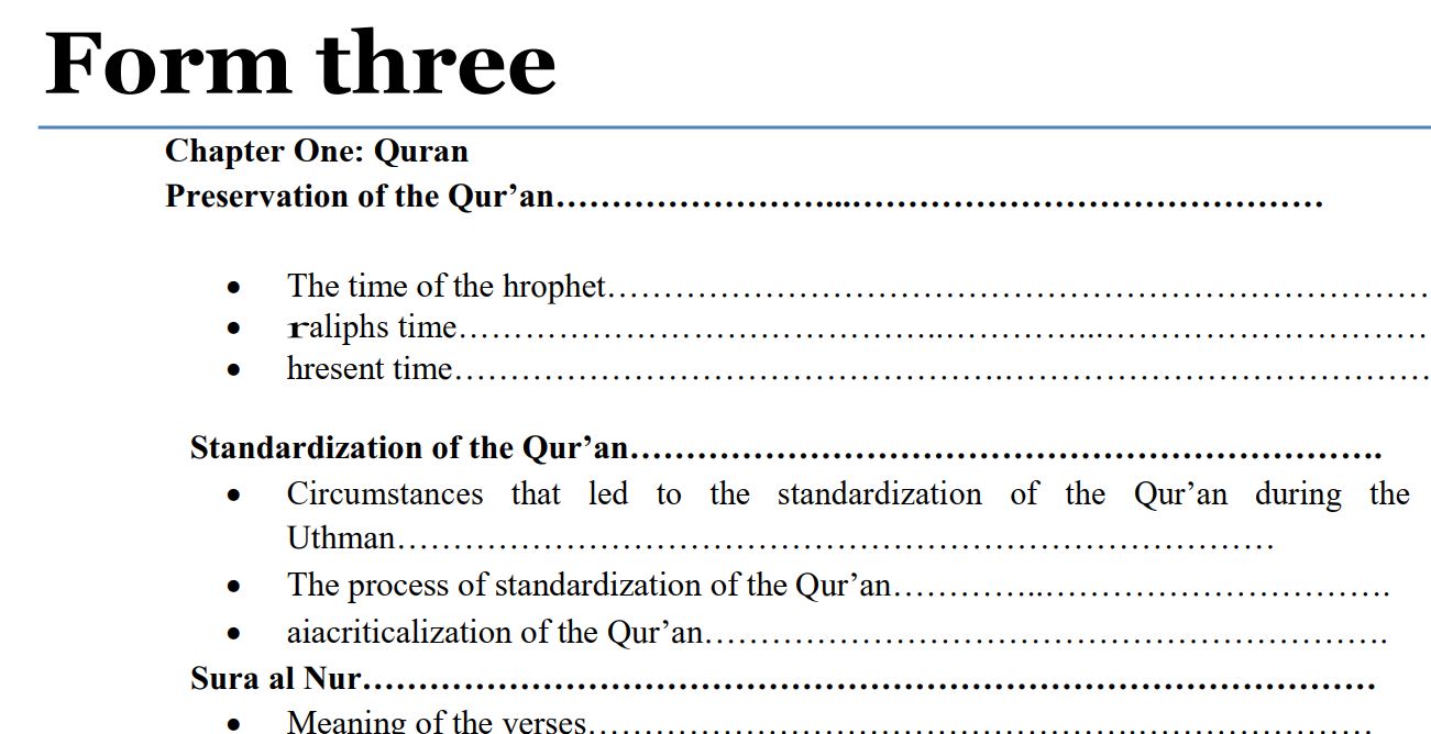 Download Form 3 Islamic Religious Education (IRE) Notes pdf, Kenya