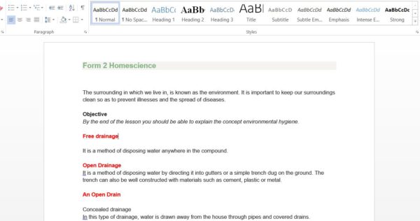 Download Secondary School Form 2 Home Science Class Notes pdf