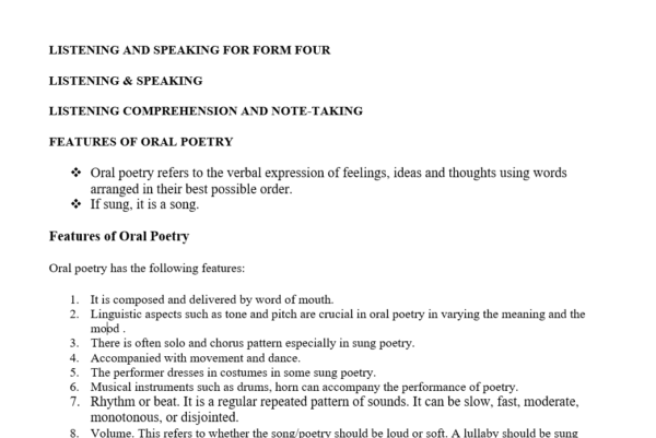 English form four notes in kenya for teachers