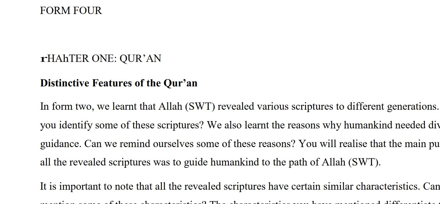 Secondary school Form 4 Islamic Religious Education (IRE) Notes pdf
