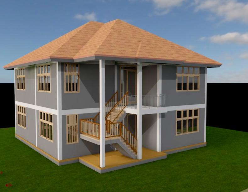 2 Bedroom, 2 story House Plan in Kenya