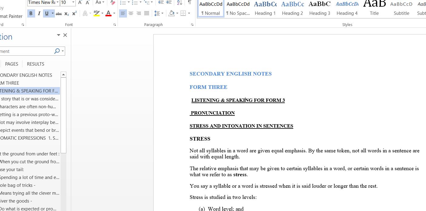 Download pdf Form 3 English Class Notes For Students and Teachers in Kenya only