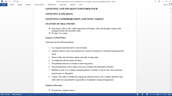 Comprehensive and Simplified Form 4 English Notes