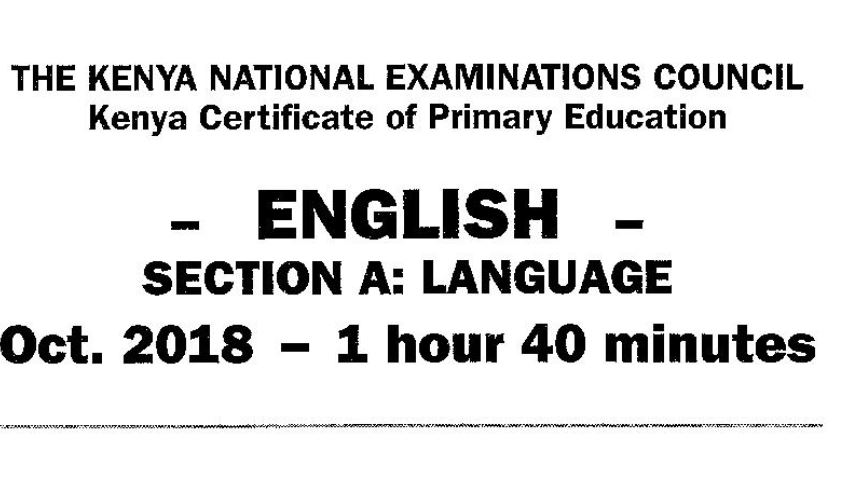 KCPE 2018 English Past Paper with answers and marking scheme