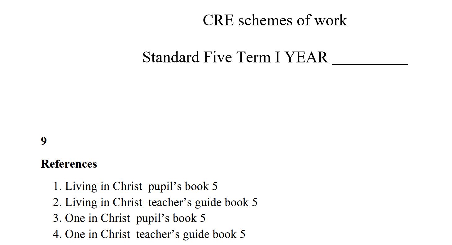 Class 5 CRE Living in Christ Schemes of Work (Term 1,2,3)