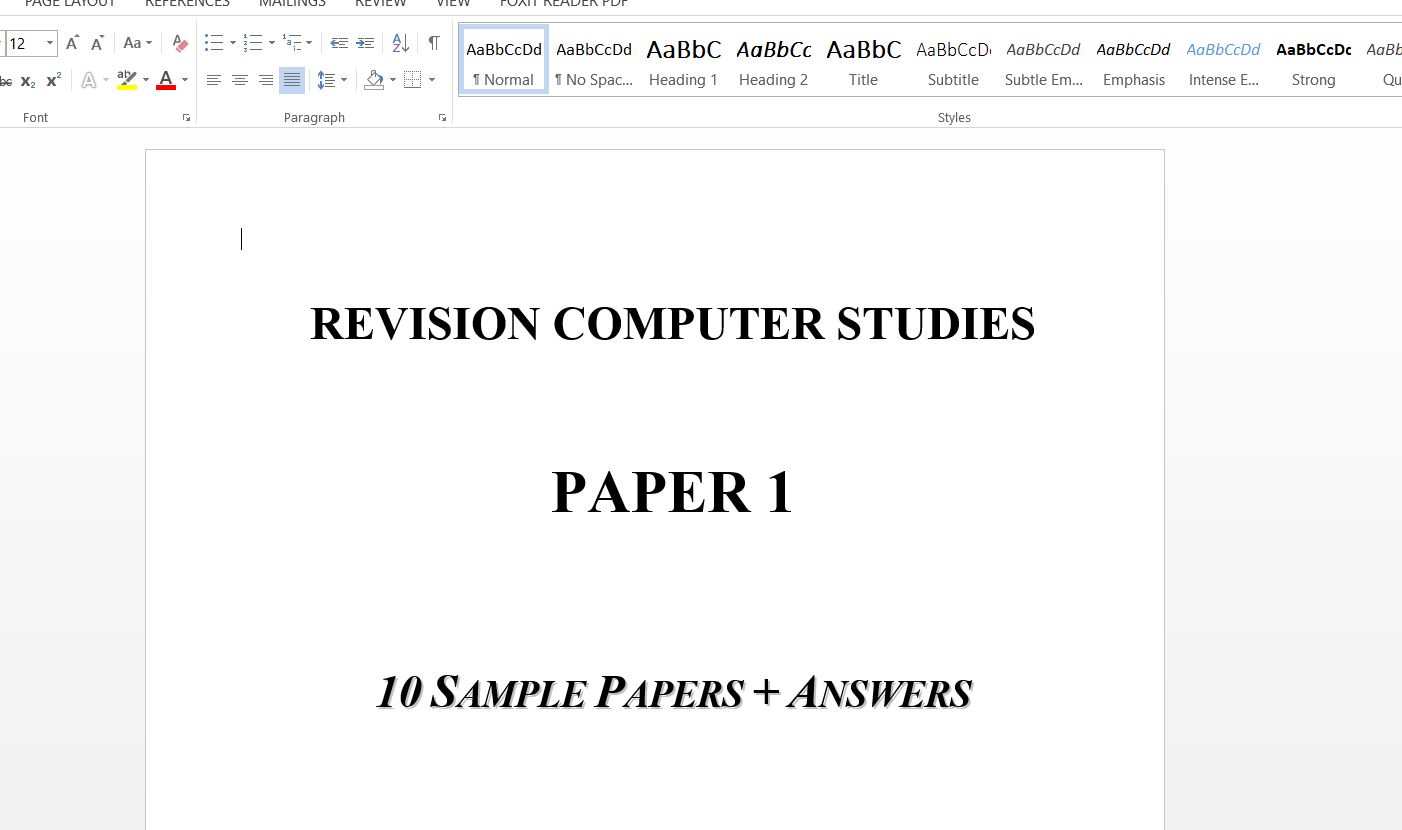 Computer Paper 1 revision Sample Questions with Answers