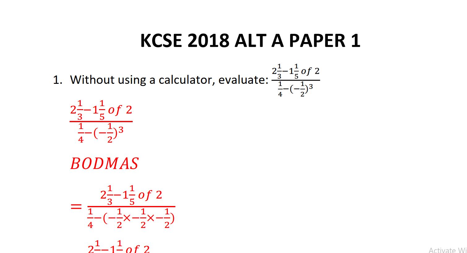 KCSE 2018 Mathematics Paper 1 Revision Guide