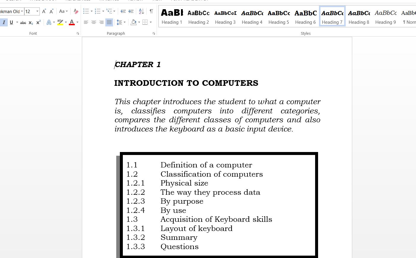 Sample Computer Form 1 Class Notes
