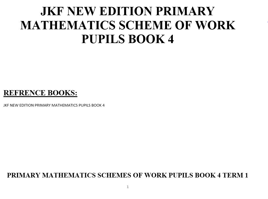 Class 4 jkf new edition maths schemes of work