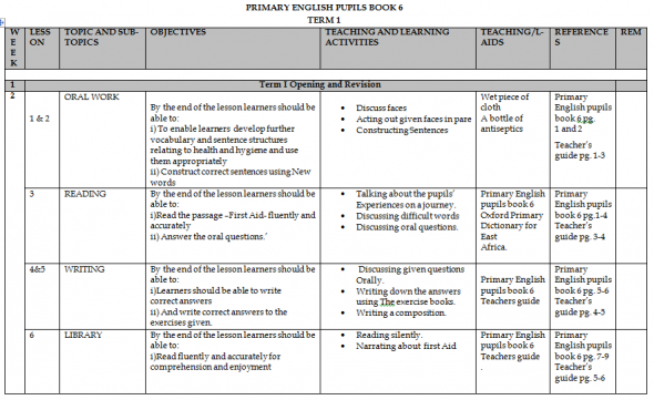 Class 6 English schemes of work 2019