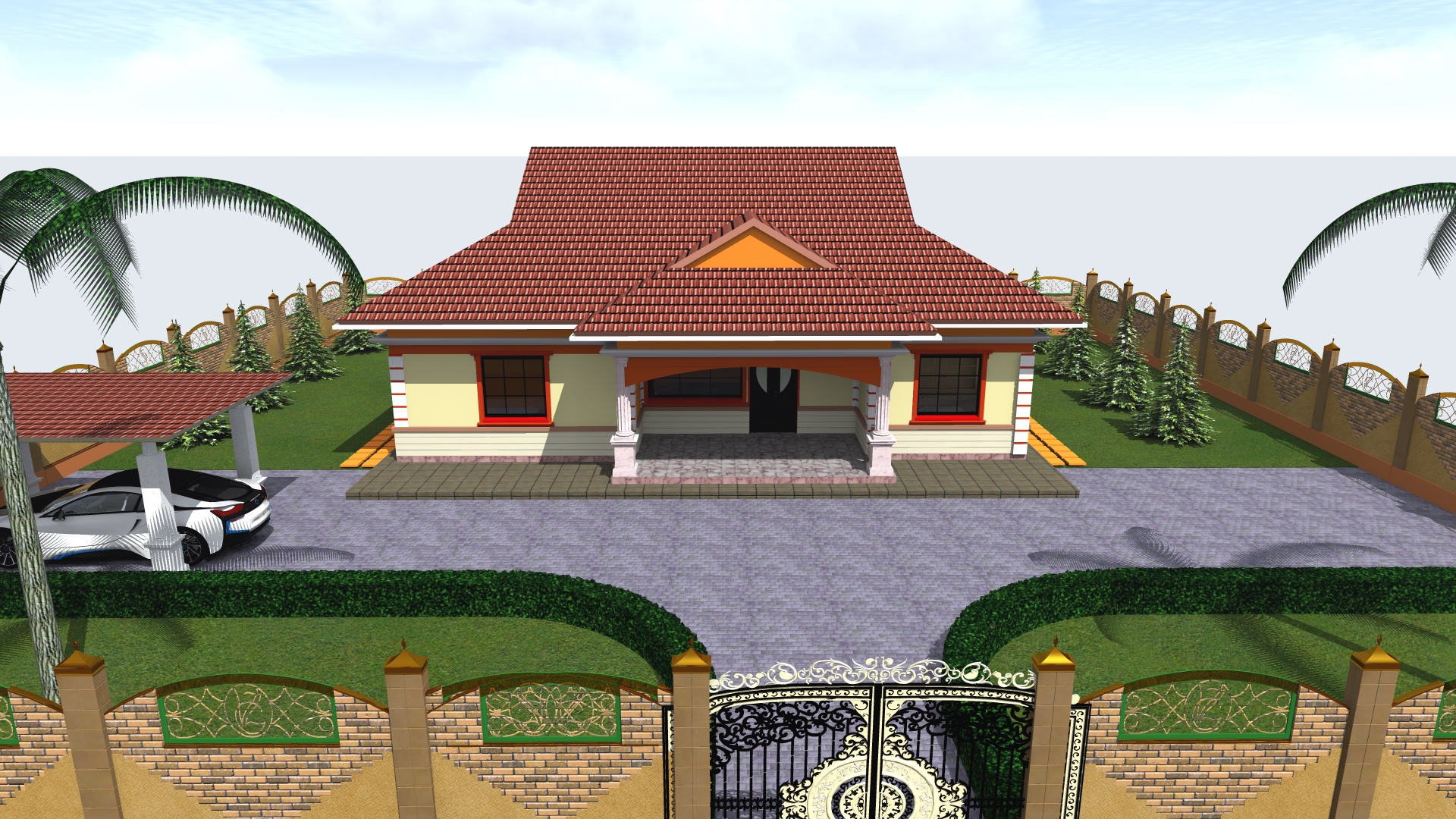 Three Bedroom Bungalow House Plan