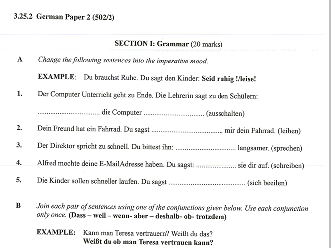 KNEC KCSE 2019 German Paper 2 (Past Paper with Marking Scheme)