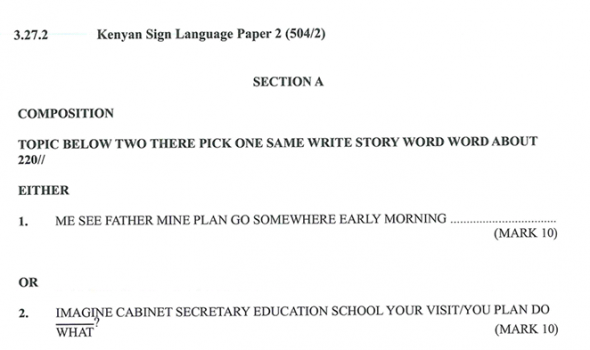 KNEC KCSE 2019 Kenyan Sign Language Paper 2 (Past Paper with Marking Scheme)