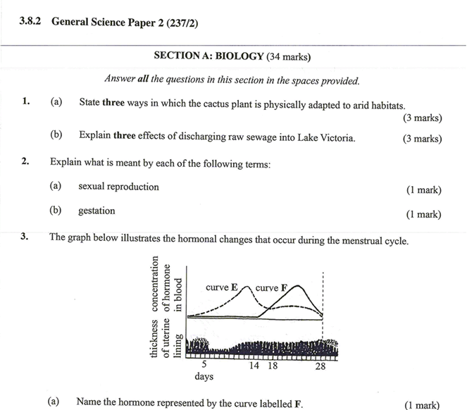 KNEC KCSE 2019 General Science Paper 2 (Past Paper with Marking Scheme)