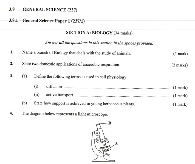 KNEC KCSE 2019 General Science Paper 1 (Past Paper with Marking Scheme)