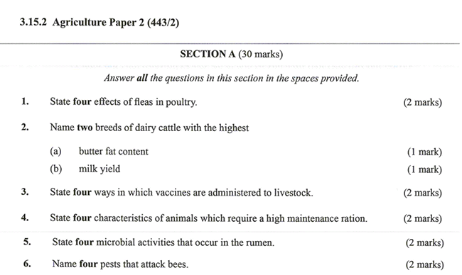 KNEC KCSE 2019 Agriculture Paper 2 (Past Paper with Marking Scheme)