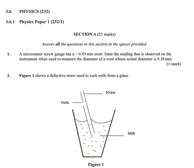 KNEC KCSE 2019 Physics Paper 1 (Past Paper with Marking scheme)