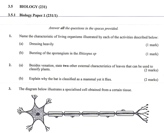 essay biology kcse