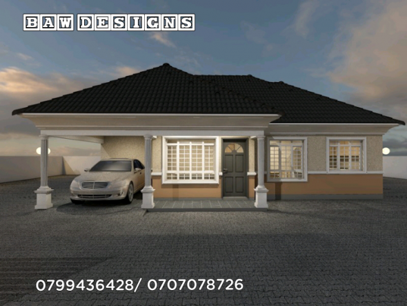 Modern 3 Bedroom Bungalow House Plan