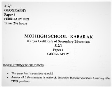 Moi Kabarak Post-Mock Geography Paper 1 2021 (Without Marking Scheme)