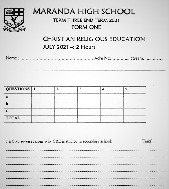 Maranda Christian Religious Education Form 1