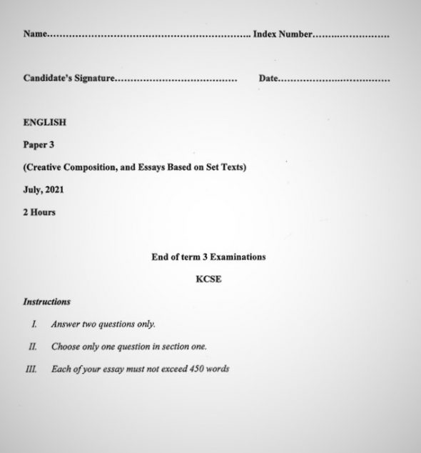 Maranda English PP3 Form 3 End of Term 3 2021