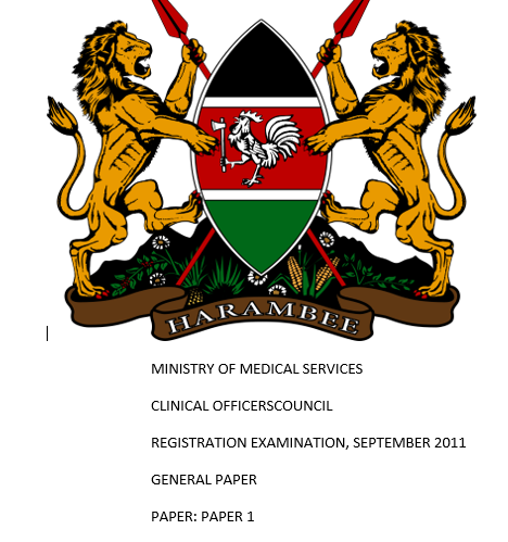 Clinical Officers Council (COC) Exam Past Paper 2011