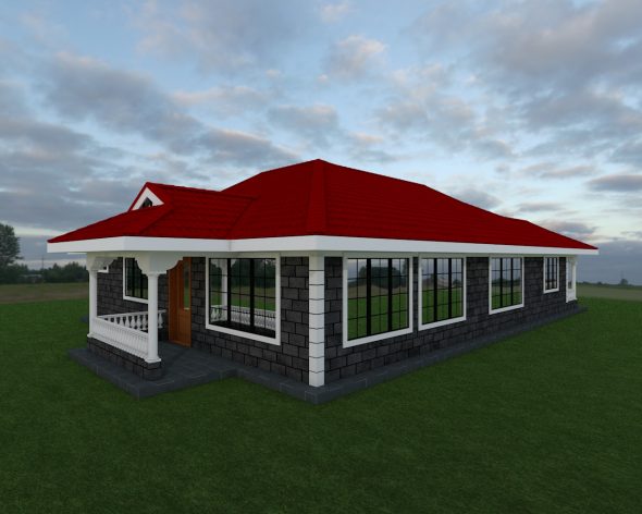 Three Bedroom Bungalow House Plan