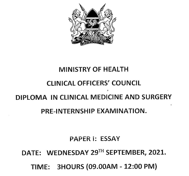 Clinical Officer Council (COC) Papers 1 Exam 2021