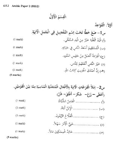 The KNEC KCSE 2020 Arabic Paper 2 Past Paper (With Marking Scheme)