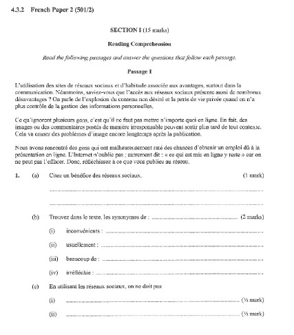 KNEC KCSE 2020 French Paper 2 Past Paper (With Marking Scheme)