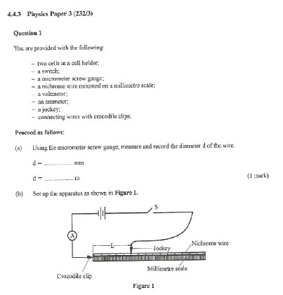 KNEC KCSE 2020 Physics Paper 3 Past Paper (With Marking Scheme)