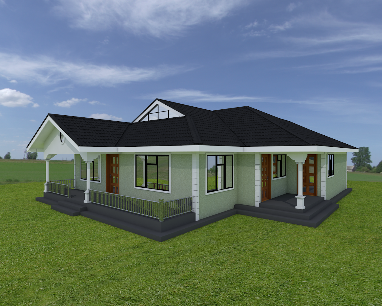 Three Bedroom Bungalow House Plan