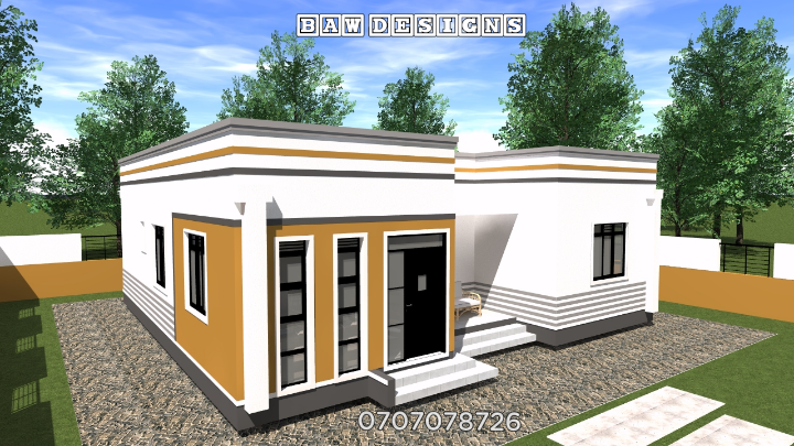 3 Bedroom House Plan With Hidden Roof