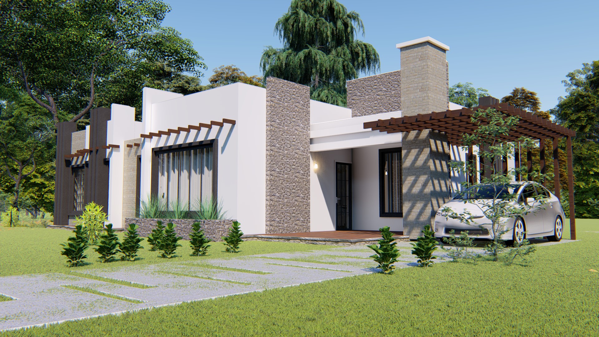 Modern 3 Bedroom Bungalow House Plan