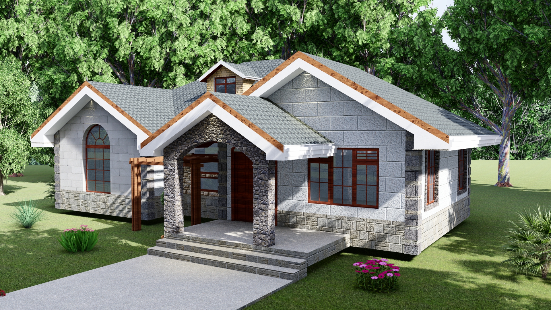 Spacious 2 Bedroom Bungalow House Plan