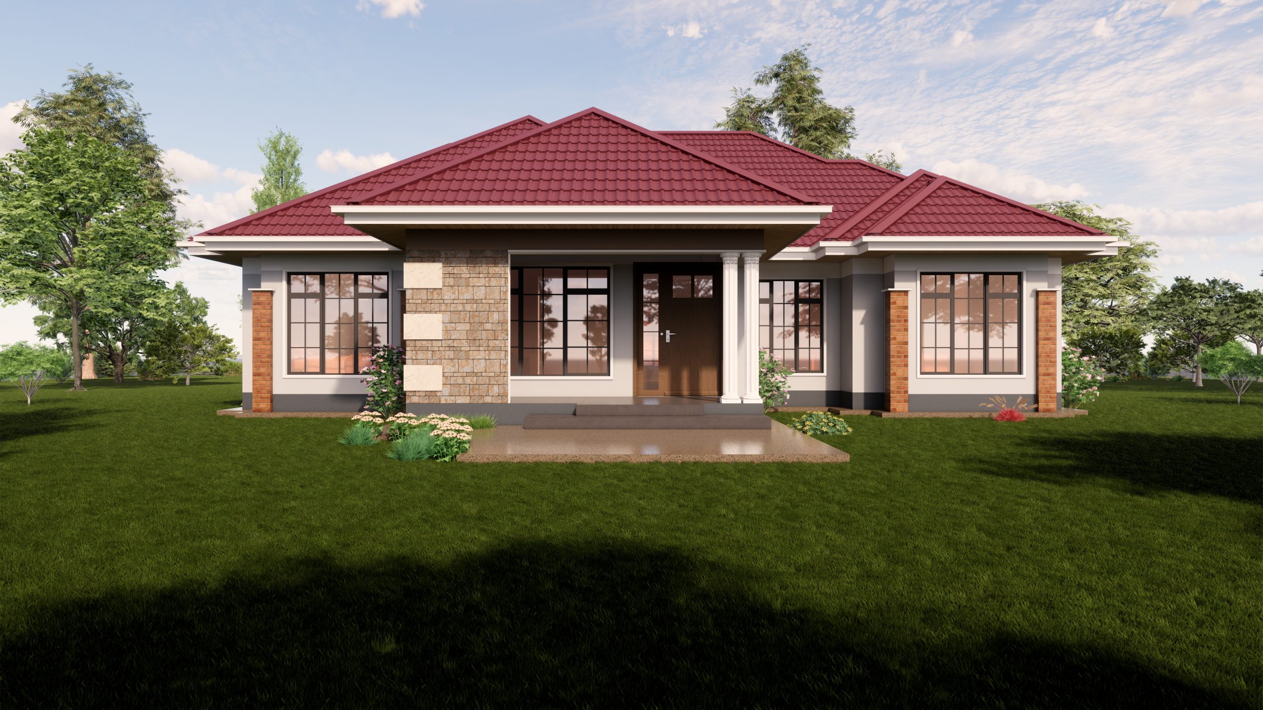 A Graceful Three Bedroom Bungalow House Plan