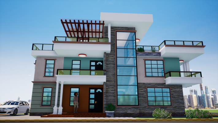4 Bedroom Mansion House Plan (with sq room at ground floor) - Muthurwa.com