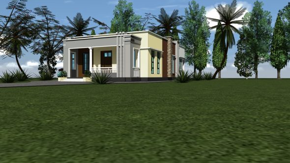 Hidden Roof 3 Bedroom House Plan