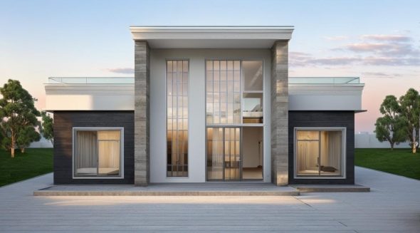 3 Bedroom Flat Roof House Plan