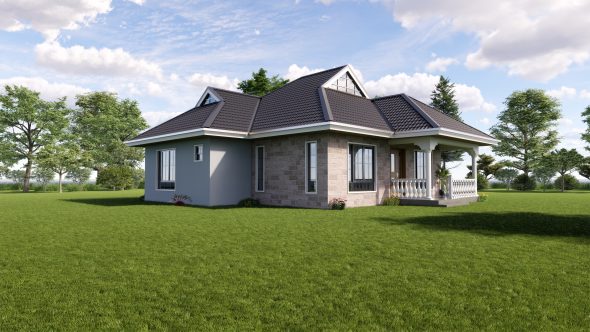 Three Bedroom Bungalow House Plan